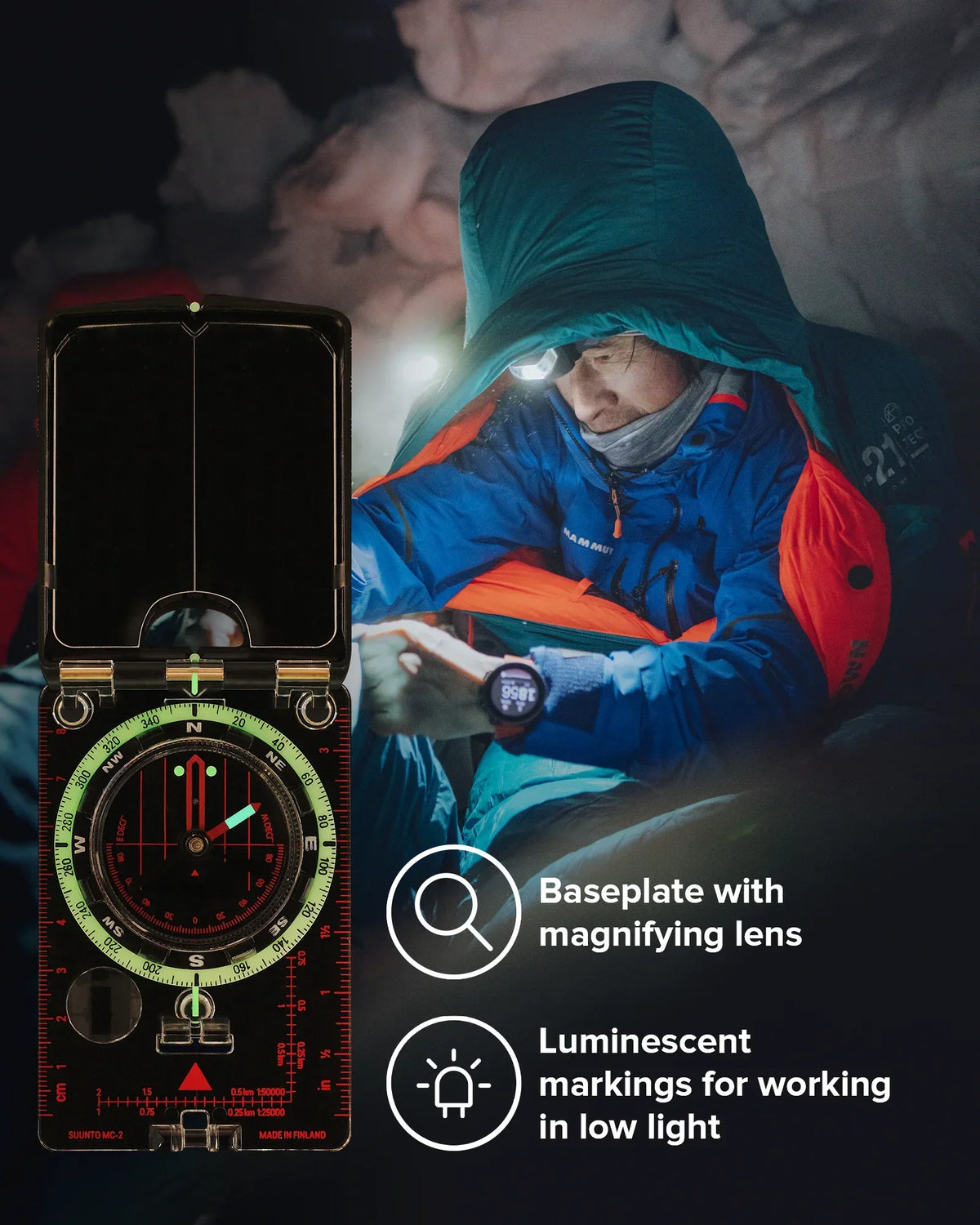 MC-2 NH Mirrored Compass w/ Clinometer, Suunto