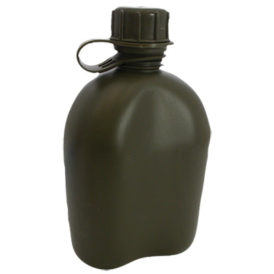 Classic army water canteen with attached lid