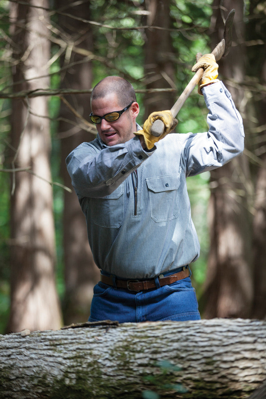 Hickory Stripe Zip Up Logger Shirt, KEY Apparel