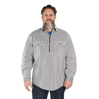 Hickory Stripe Zip Up Logger Shirt, KEY Apparel