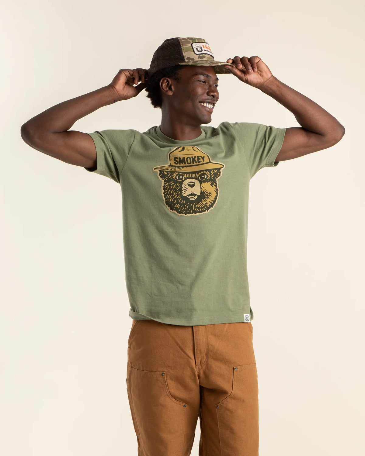 Smokey Camo 5-Panel Trucker Hat, The Landmark Project