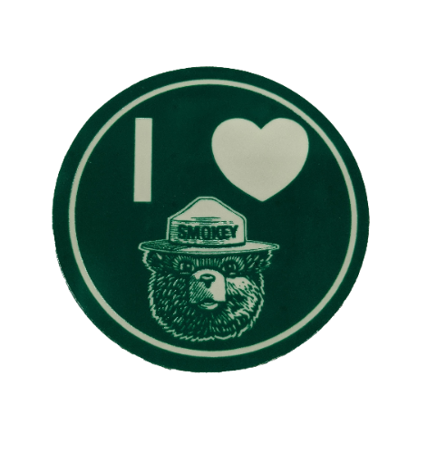 I Heart Smokey Glow in the Dark Sticker, Smokey Bear