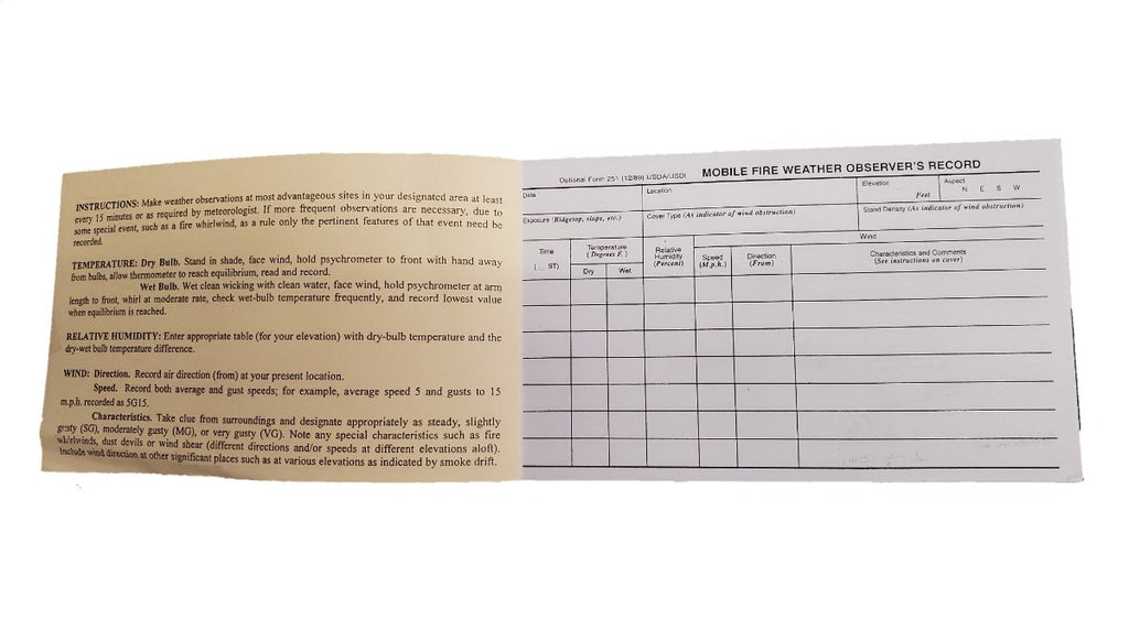 Fire Weather Observation Mobile Fire Weather Observer's Record Book (NFES 001159)