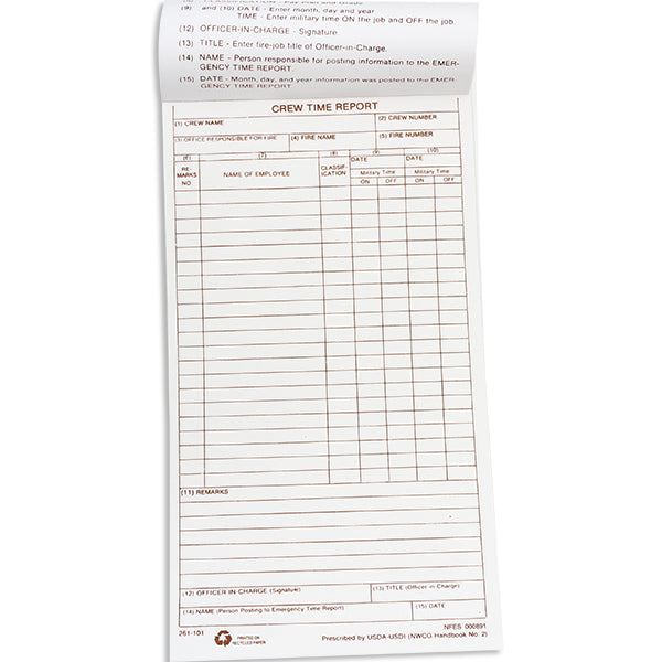 Crew Time Report, SF 261 (5/78) NFES 000891