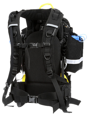 The back of the Coaxsher Modular Wildland Fire Ranger Pack, Black Orange Red