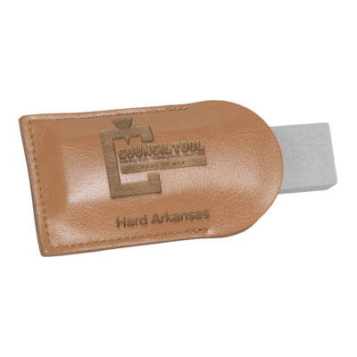 Pocket Sharpening Stone with Leather Pouch, Council Tools