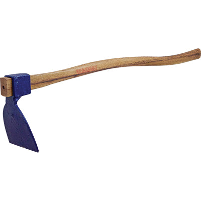 Woodworking tools : 1 : Adze handle made of pine, 2 : Adze blade made