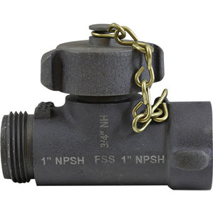 Hose Line Tee 1 NP x 3/4 GHT (w/Cap & Chain), S & H Products