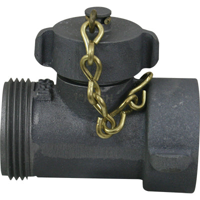 Hose Line Tee, 1.5 NH x 1 NP w/ Cap & Chain, S & H Products