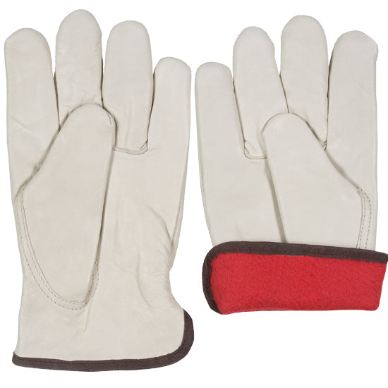 Fleece-Lined Water Resistant Black Cowhide Driver Gloves